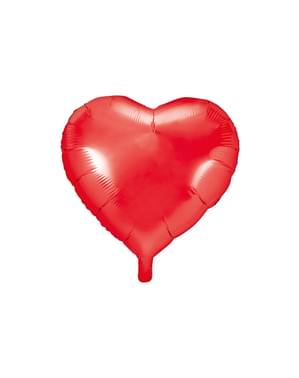 Balão de foil 45 cm com forma de coração vermelho