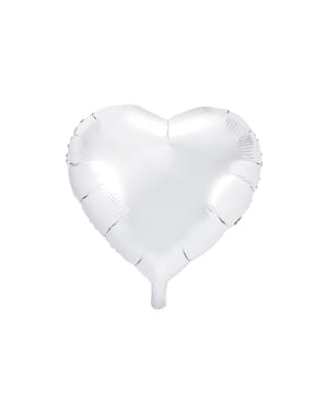 Balon din folie 45 cm cu formă de inimă alb