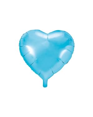 Balão em alumínio em forma de coração azul celeste