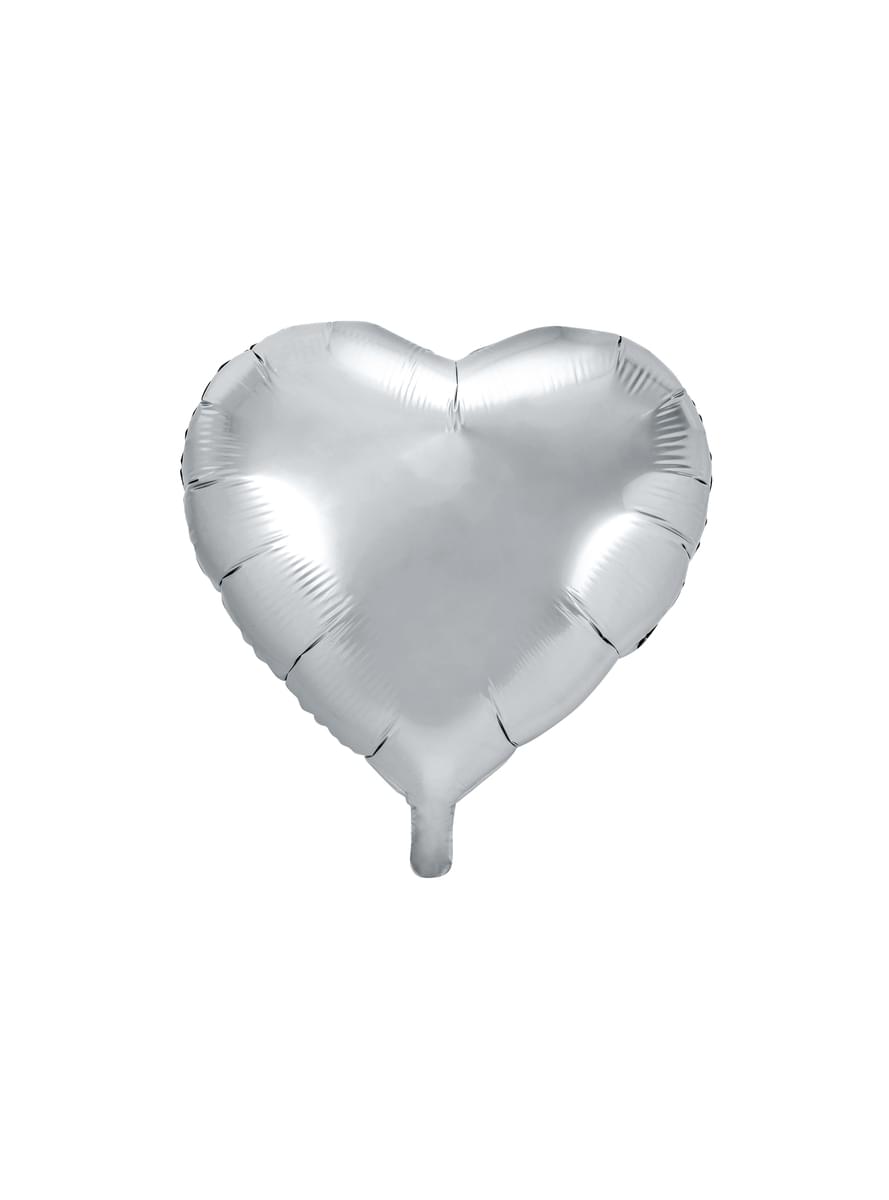 Globo de foil 45 cm con forma de corazón plateado
