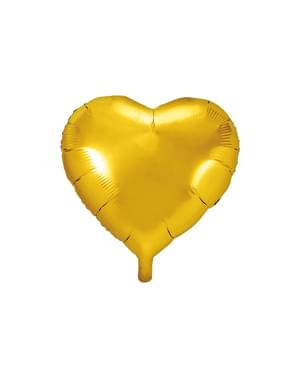 Balão de foil 45 cm com forma de coração dourado