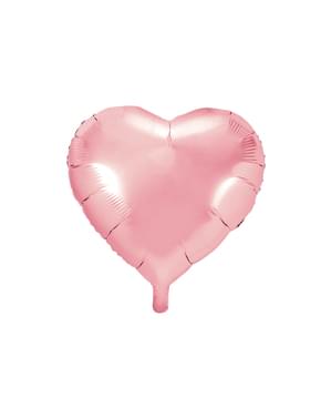 Balão de foil  45 cm com forma de coração rosa claro