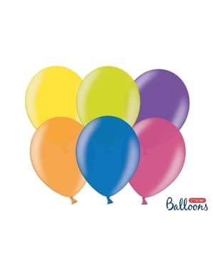 Çeşitli metalik renklerde 100 ekstra güçlü balon (23 cm)