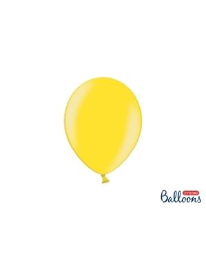 100 balon ekstra kuat berwarna kuning muda metalik (23 cm)