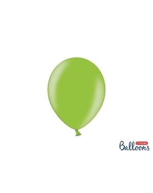 100 Balon Kuat di Metallic Bright Green, 23 cm