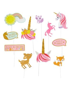 12 accessoires pour Photo booth de princesse licorne