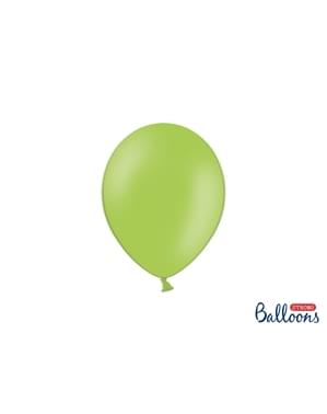 100 balon ekstra kuat berwarna hijau limau pastel (23 cm)