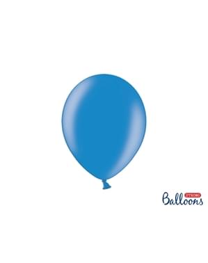 100 Balon Kuat dalam Metallic Medium Blue, 27 cm