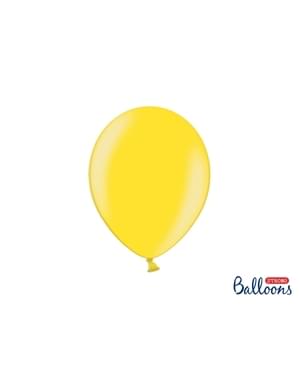 मेटालिक लाइट येलो में 100 मजबूत गुब्बारे, 27 सेमी