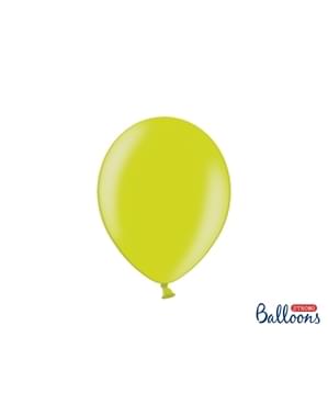 100 Balon Kuat di Metallic Lime Green, 27 cm