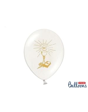 Beyaz 6 İlk Cemaat Lateks Balonları, 27 cm