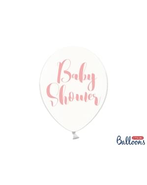50 "BABY SHOWER" balon lateks berwarna pink transparan (30 cm)
