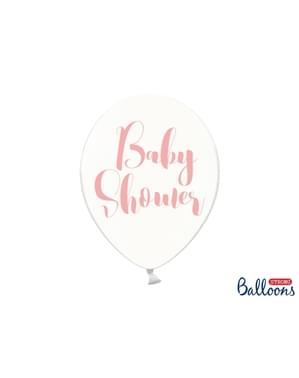 透明ピンク50「BABY SHOWER」ラテックスバルーン（30センチメートル）