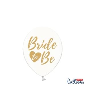 6 латексных шариков «BRIDE TO BE» прозрачные золотые (30 см) - Золотой девичник