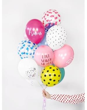 6 balões com corações azuis (30 cm)