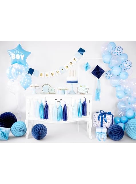 6 palloncini con cuori azzurri (30 cm) per feste e compleanni