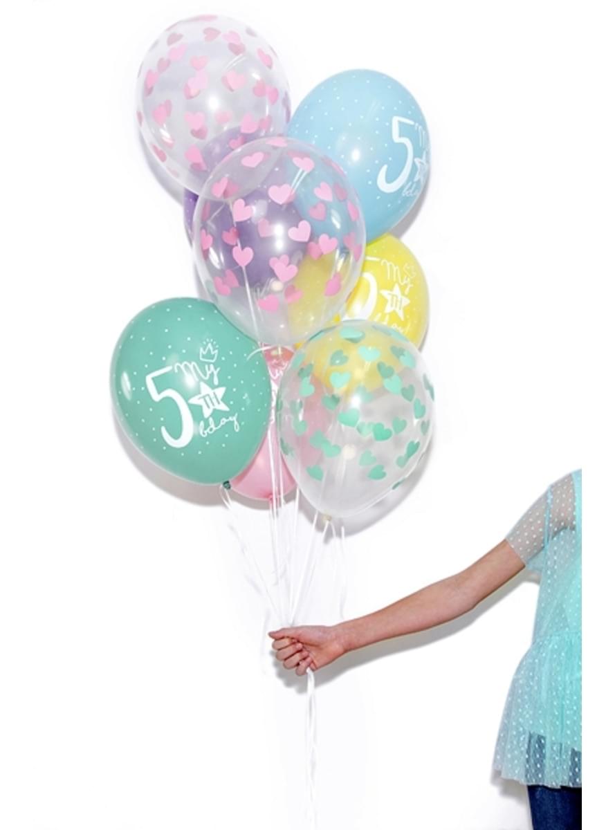 6 globos con corazones verdes (30 cm)