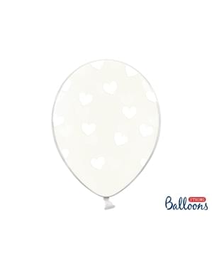 50 balon transparan dengan hati putih (30 cm)