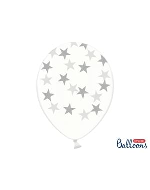 6 prozornih balonov s zvezdami (30 cm)