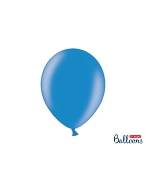 100 Balon Kuat dalam Medium Biru Metalik, 30 cm