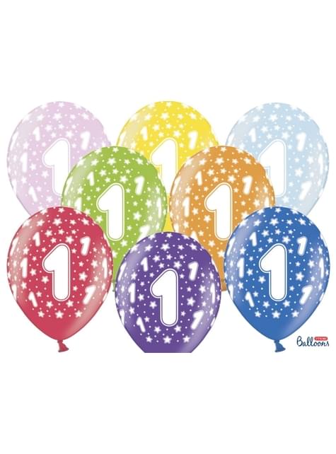 50 "1" latex ballonnen multi kleuren (30 cm) voor feesten en verjaardagen Funidelia