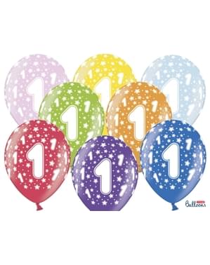 50 "1" balon lateks dalam berbagai warna (30 cm)