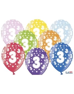 50 "3" balon lateks dalam berbagai warna (30 cm)