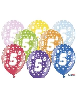 50 "5" balon lateks dalam berbagai warna (30 cm)