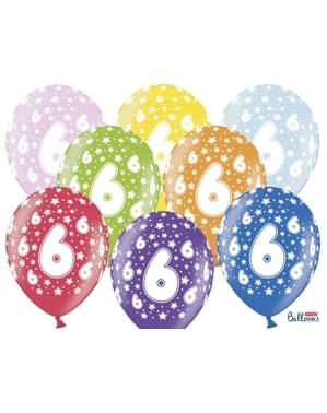 マルチカラー50「6」ラテックスバルーン（30センチメートル）