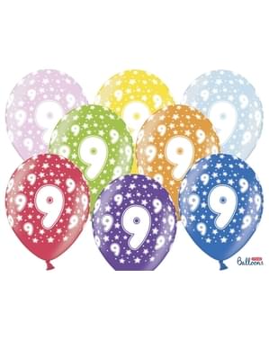 50 "9" balon lateks dalam berbagai warna (30 cm)