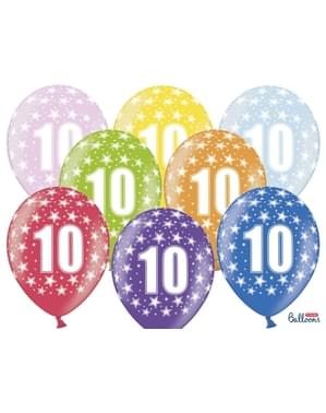 6 multicolored latex balloons '10' (30 cm)