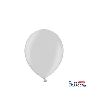 100 Balon Kuat di Metallic Bright Grey, 30 cm