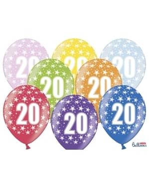 6 multicolor latex balloons 