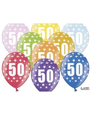 बहु रंग में 6 "50" लेटेक्स गुब्बारे (30 सेमी)