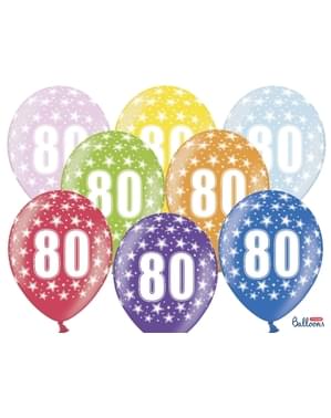 6 «80» латексні кулі в декількох кольорах (30 см)