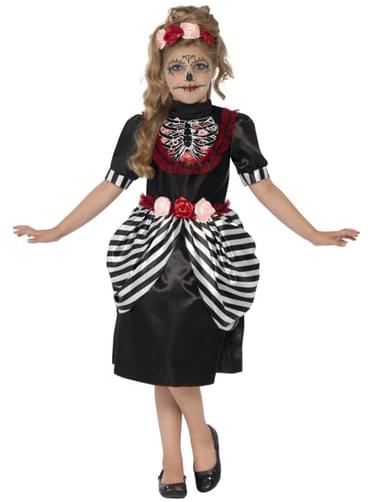 Fato esqueleto adorável para menina