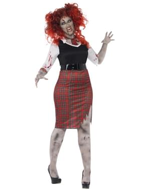 Kadın artı boyutu zombi kız öğrenci kostümü