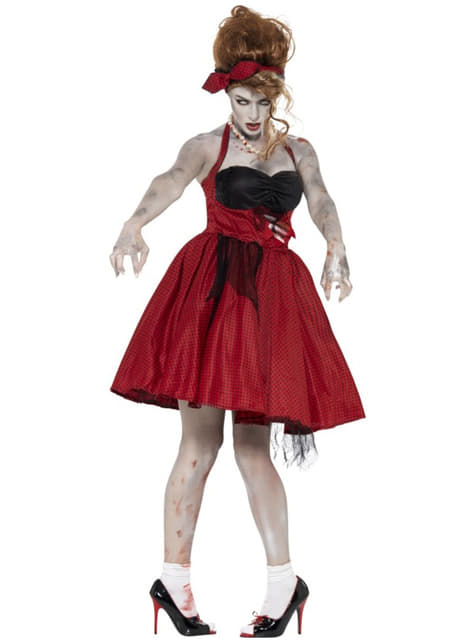 Disfraz rockabily zombie para mujer