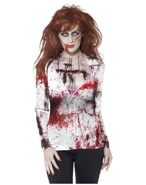 Kadın dağınık zombi t-shirt