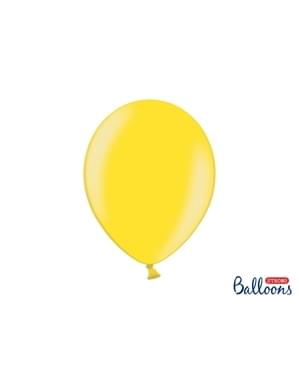 100 balon ekstra kuat berwarna kuning muda metalik (30 cm)