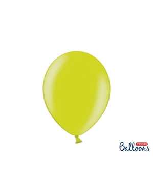 10 balon ekstra kuat berwarna hijau limau metalik (30 cm)