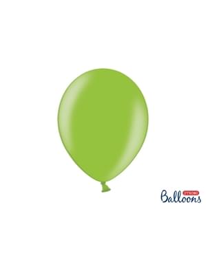 100 balon ekstra kuat berwarna hijau mengkilap metalik (30 cm)