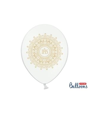 İlk cemaat için beyaz ve altın renkli 50 lateks balon (30 cm)