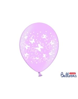 50 balon berwarna pink pastel dengan kupu-kupu (30 cm)