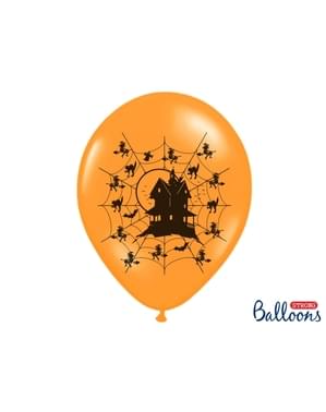 50 balon lateks oranye dengan rumah berhantu (30 cm)