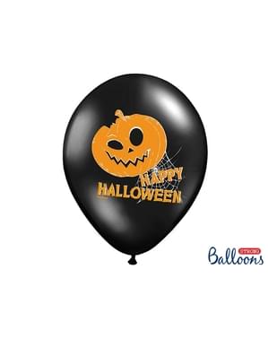 6 ballons en latex noir avec citrouilles (30 cm)