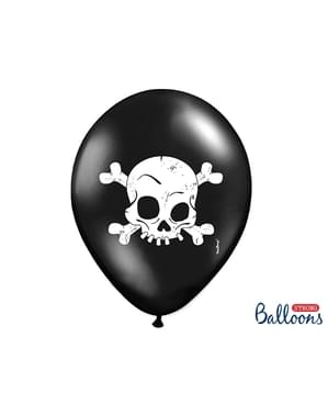 50 balon lateks berwarna hitam dengan tengkorak (30 cm)