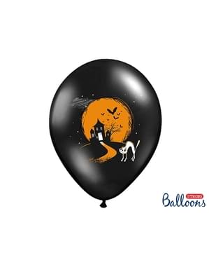 6 ballons en latex fantômes noir (30 cm)