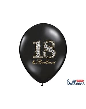 काले रंग में 50 लेटेक्स गुब्बारे संख्या 18 (30 सेमी)