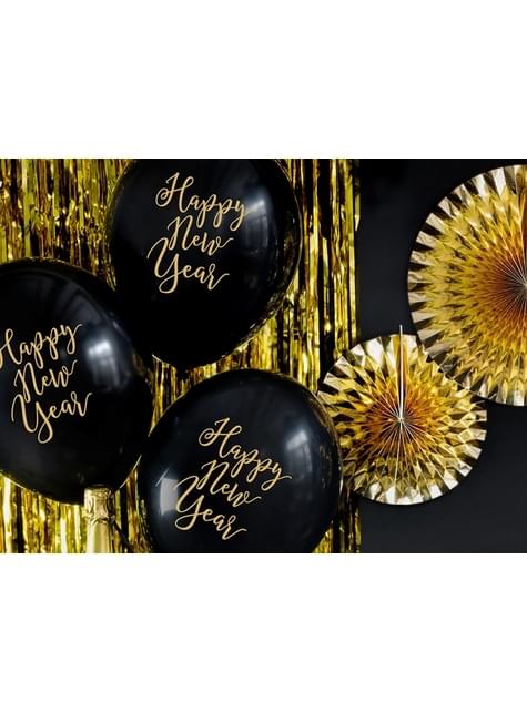 Ballon Alu Rond Noir Happy New Year Nouvel An Saint Sylvestre